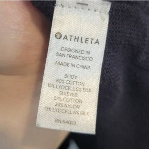 Athleta | Highlands Crossback Split Back High low Sweater Black - Picture 8 of 10